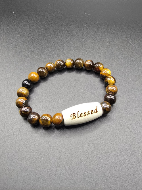 "Blessed" Tiger Eye Bracelet