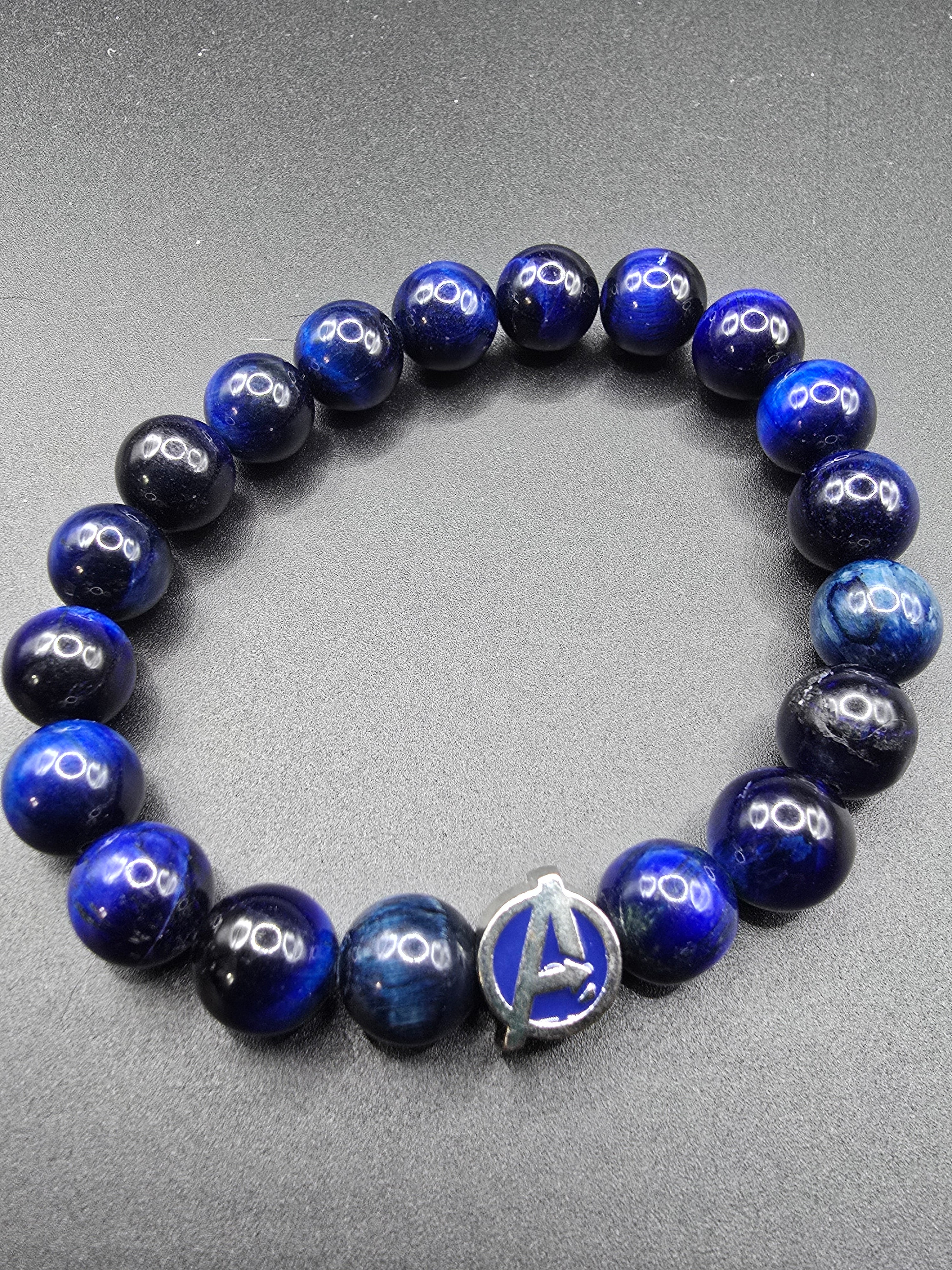 "A" Blue Tiger Eye Bracelet
