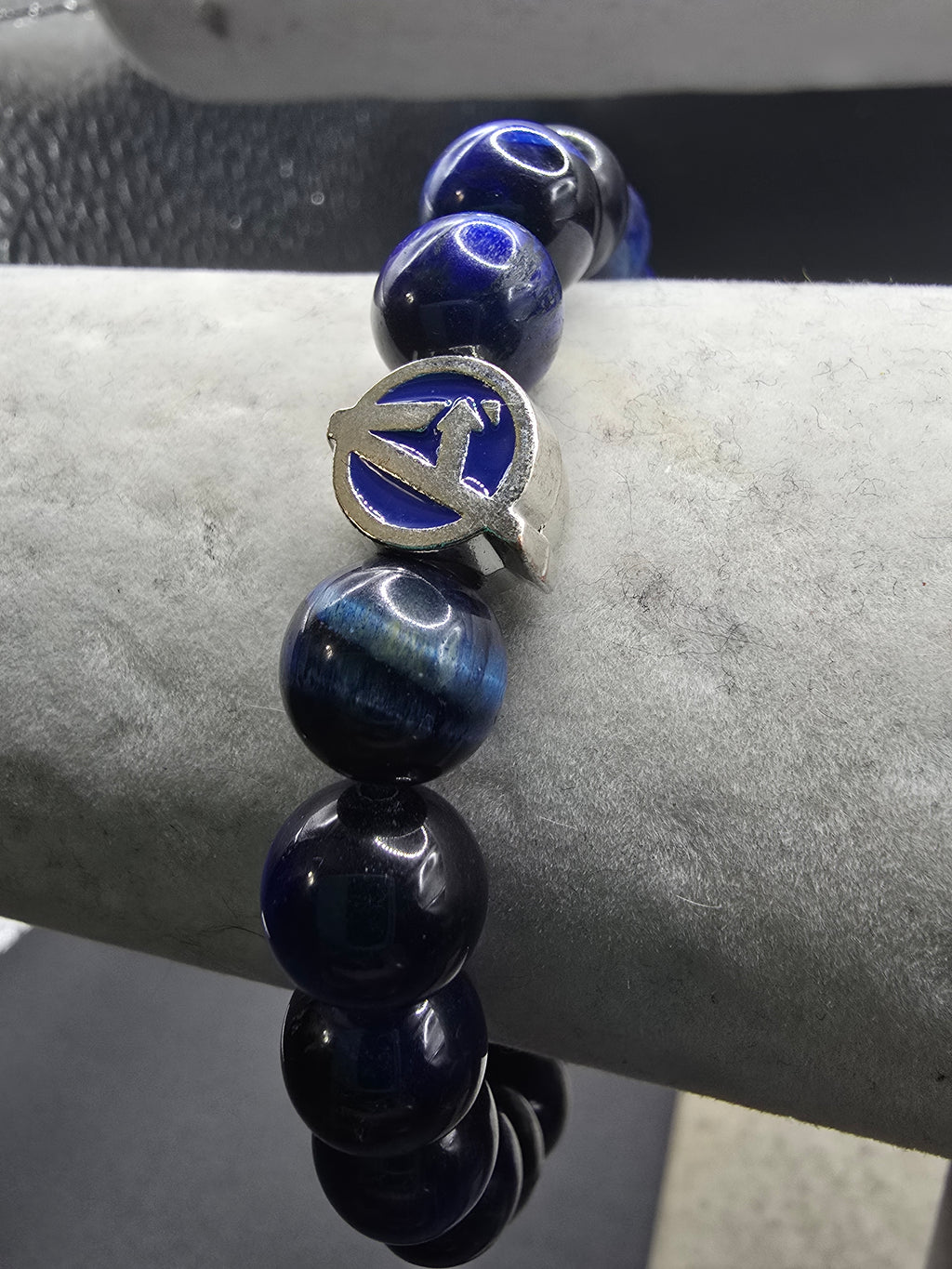 "A" Blue Tiger Eye Bracelet