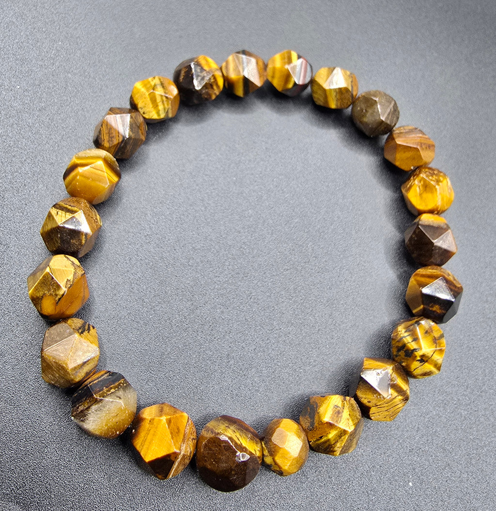 This is a Faceted Tiger Eye Bracelet